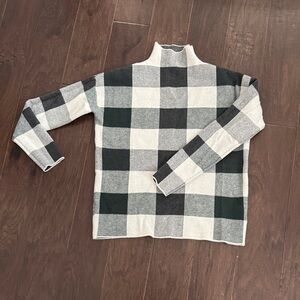 Tahari Turtleneck Sweater - charcoal, Green, and Cream Checkered
